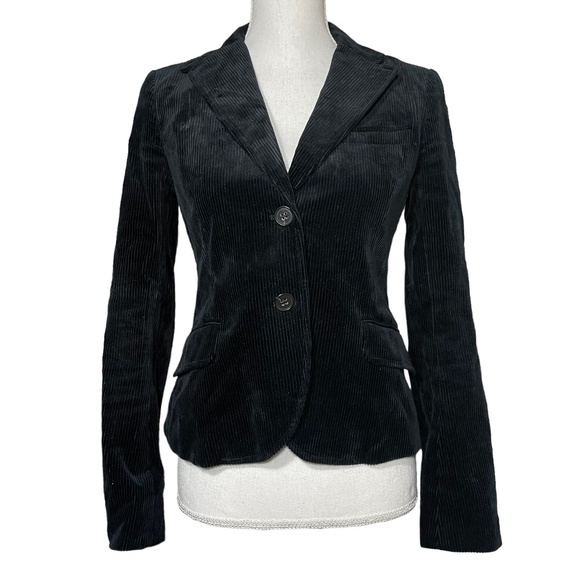 Theory Corduroy Blazer 6 Black Velvet Ribbed Button Surgeon Cuff Jacket Business - Picture 1 of 16